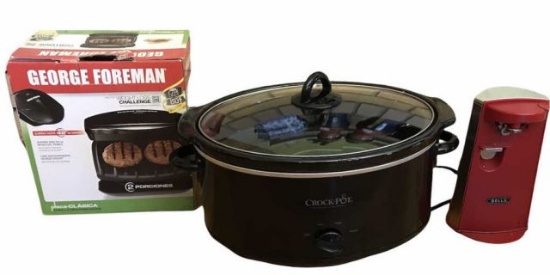 (3) Small Kitchen Appliances: Crock Pot, George