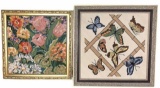 (2) Framed Floral Needlepoint: Floral Design,