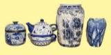 (4) Blue & White Decorative Items, etc.:  8 3/4”