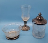 Weighted Sterling Candle Holder & 2