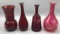 (4) Assorted Ruby Red Vases (2 Are Etched)