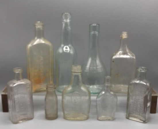 (9) Assorted Old Glass Bottles