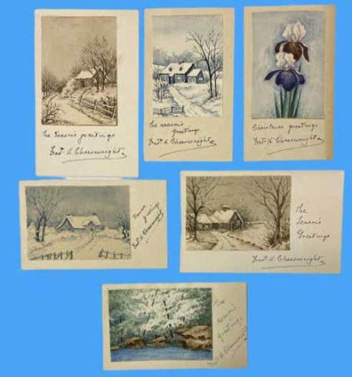 (6) Vintage Home Made Greeting Cards