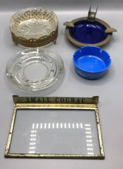 (4) Ashtrays And Glass Cigar Cover
