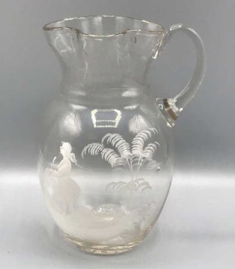 Mary Gregory Hand Blown Pitcher