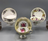 (3) Fine China Cups And Saucers: