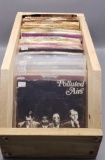 Assorted 45rpm Records & Wooden Box