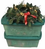 (2) Totes Of Christmas Florals: (9) Wreaths,