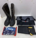 Pair Of Size 12 Rubber Boots, (2) Tote Bags,