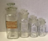 (4) Vintage Glass Medical Bottles, (1) Is Poison