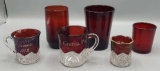 (3) Ruby Flash Souvenir Cups & (3) Tumblers