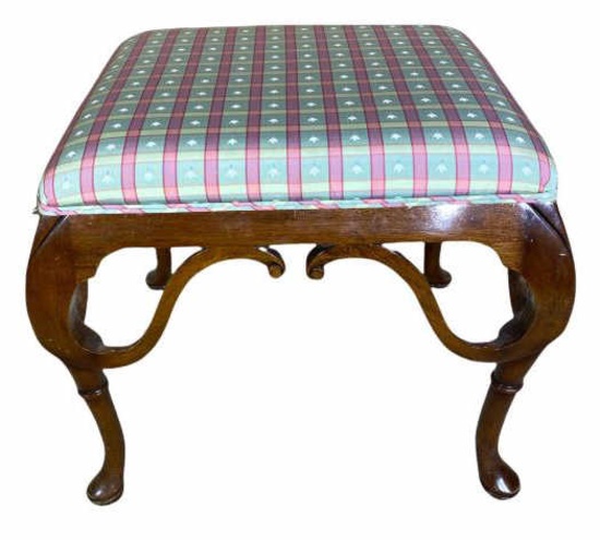 Mahogany Bench with Upholstered Top - 23" x 20", 20" H