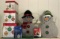 Christmas Decorations: (2) Snowmen, Gift Box