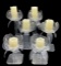 (6) Clear Acrylic Candleholders with Candles