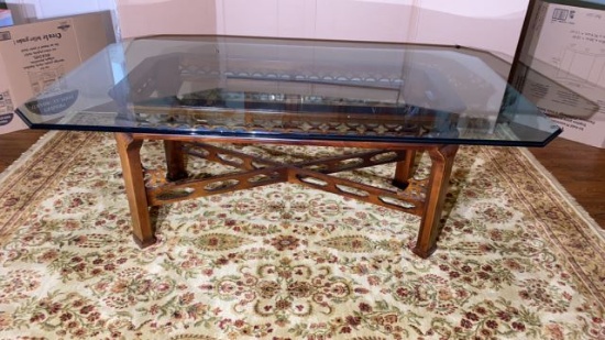 Mahogany Glass Top Dining Table - 79 1/2" x