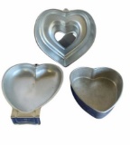 (3) Heart Shaped Cake Pans: Wilton, Etc