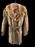 Leather & Fur Coat with Belt (fits like a medium)