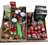 (2) Boxes Assorted Christmas Decorations (red &