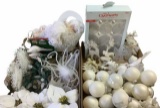 (2) Boxes Assorted White Christmas Decorations