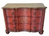Serpentine Front 3-Drawer Red Painted