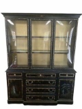 Asian Style Glass Front Lighted China Breakfront-