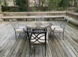 Stone Round Deck Table 48” and (4) Cushion Chairs