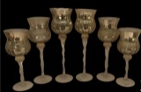 (6) Glass Candle Holders w/5 Battery Operated
