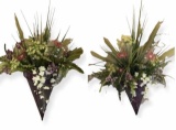 (2) Metal Wall Sconces with Artificial Flowers -