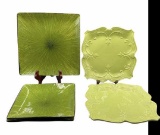 (5) Green Plates:  Set of (3) & Set of (2)