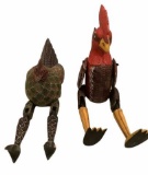 Wooden  Chicken and Rooster with hinged leg