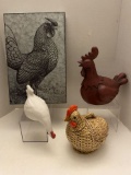 (4) Decorative Accessories with Rooster Decoration