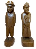 (2) Hand-Carved Wooden Figures