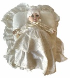 Doll- on pillow-marked D340, movable glass eyes,