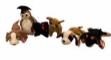 Beanie Babies- (5) Dogs and (1) Owl