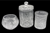 (2) Crystal Items: Covered Biscuit Jar, Rose