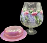 Assorted Glass:  Handpainted Footed15?? H and