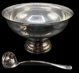 Footed Silverplate Punchbowl and Ladle - Punchbowl