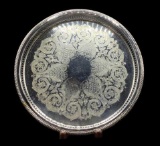 Silverplate Gallery Tray - 14 1/2” Round