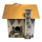 Hand-Painted Bird House with Metal Roof