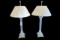 Pair of Brass & Crystal Lamps 33” Tall Each