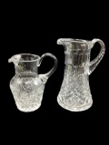 (2) Lead Crystal Pitchers:  9 1/2” and 8”