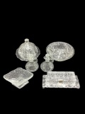 Assorted Glassware:  Lead Crystal Butter Dish,