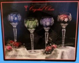 Set of (4) Handcut Mouth Blown Lead Crystal Wine