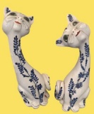 (2) Handpainted Porcelain Cats ITALY (1 has chip