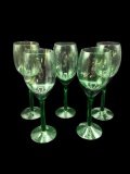 (5) Green Wine Glasses 8.5”