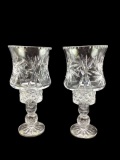 (2) Cut Glass 2-Piece Candle Holders