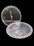 Purple Lacey Platter & Pedestal Plate, Made in