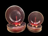 Ruby Red Plates w/Gold Trim Made in Germany