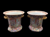 (2) “Famillia Rose” 2-Handled Vases