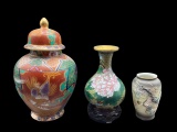 (3) Asian Items: Ginger Jar & 2 Vases